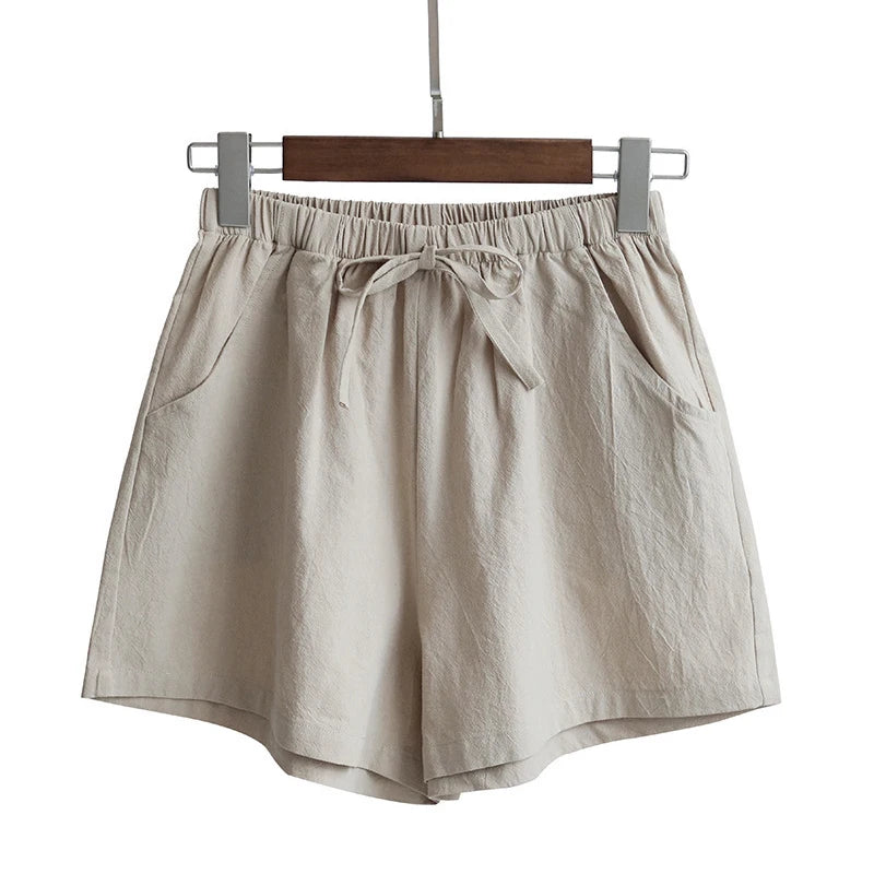 Milatwins Cotton Linen High Waist Women's Casual Shorts