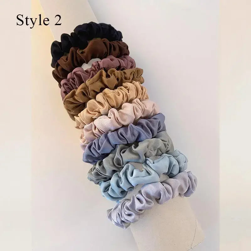 Satin Silk Hair Scrunchies 10pcs Set For Women Elastic Comfort