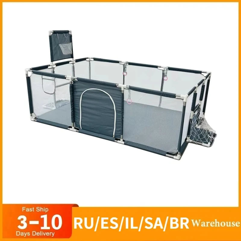 Baby Playpen With Pull Rings Indoor Playground Ball Pool Fence For Kids Safety At Home