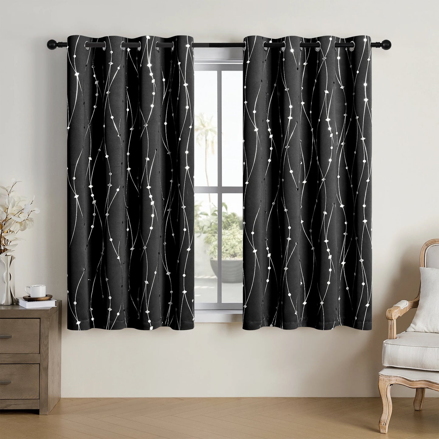 Zhejiang Craft Of Weaving Sliver Print Blackout Curtains 2