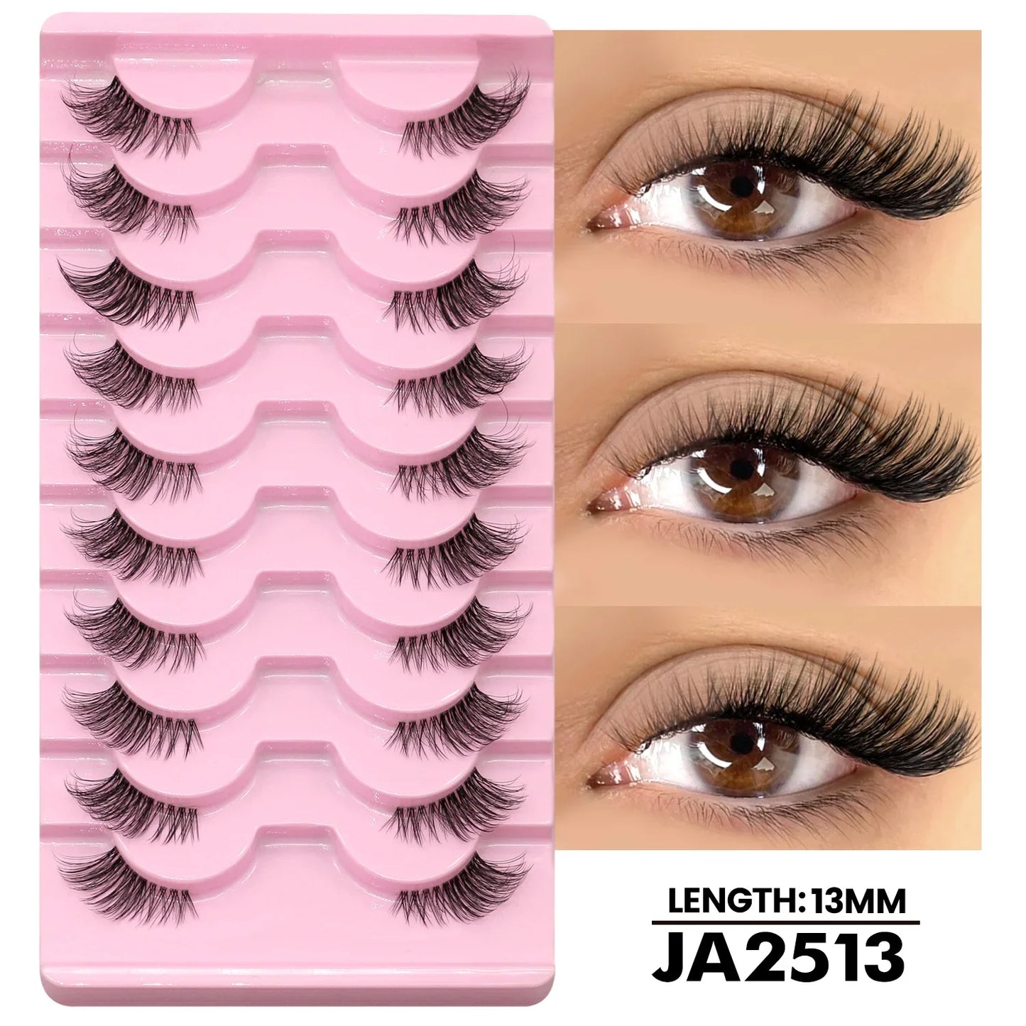 Two Boxs Half Eyelashes Natural Fluffy Cat Eye Lashes Soft Wispy Faux Mink Lashes Winged End Eye Elongated Eyelashes