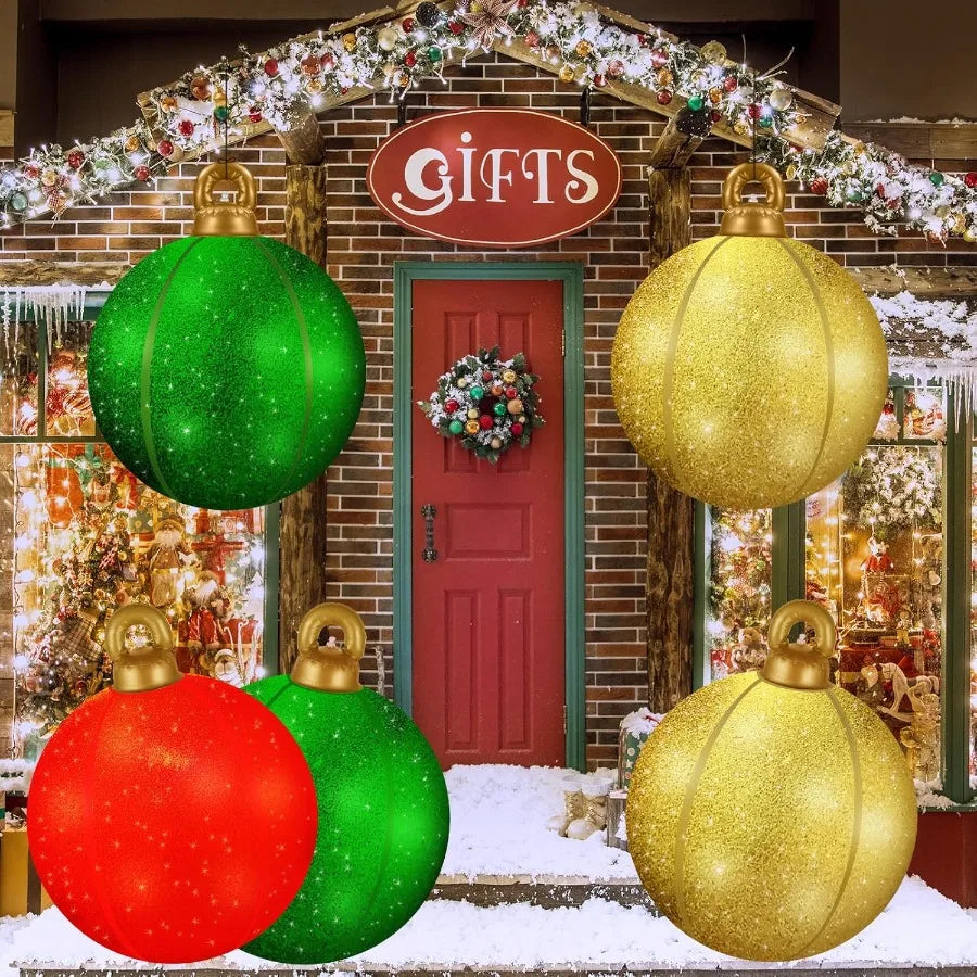 Hign-Concerned Glitter Inflatable Christmas Ornaments 3 Pkg