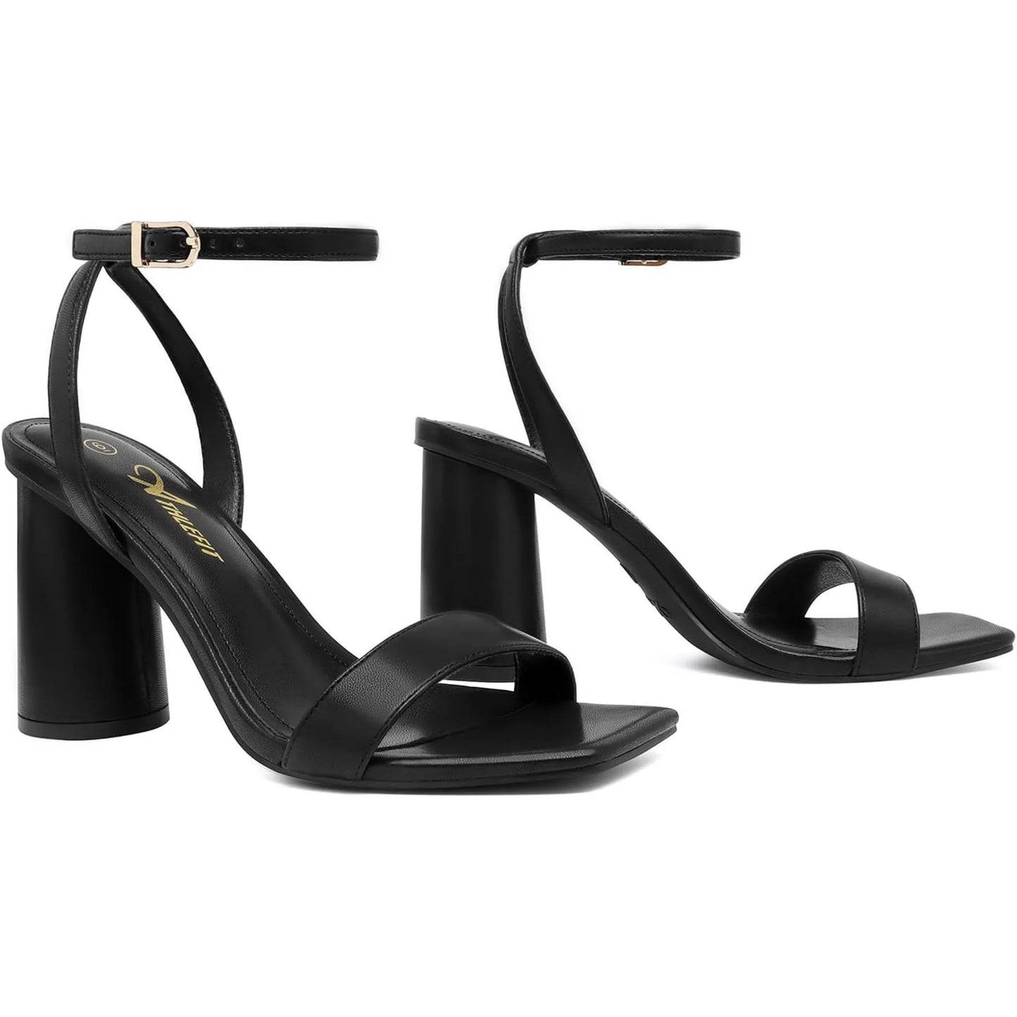 Women's Strappy Chunky Block Heels Fashion Square Open Toe Heeled Sandals Ankle Strap Wedding Party Shoes