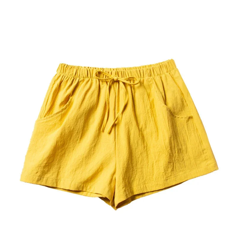 Milatwins Cotton Linen High Waist Women's Casual Shorts