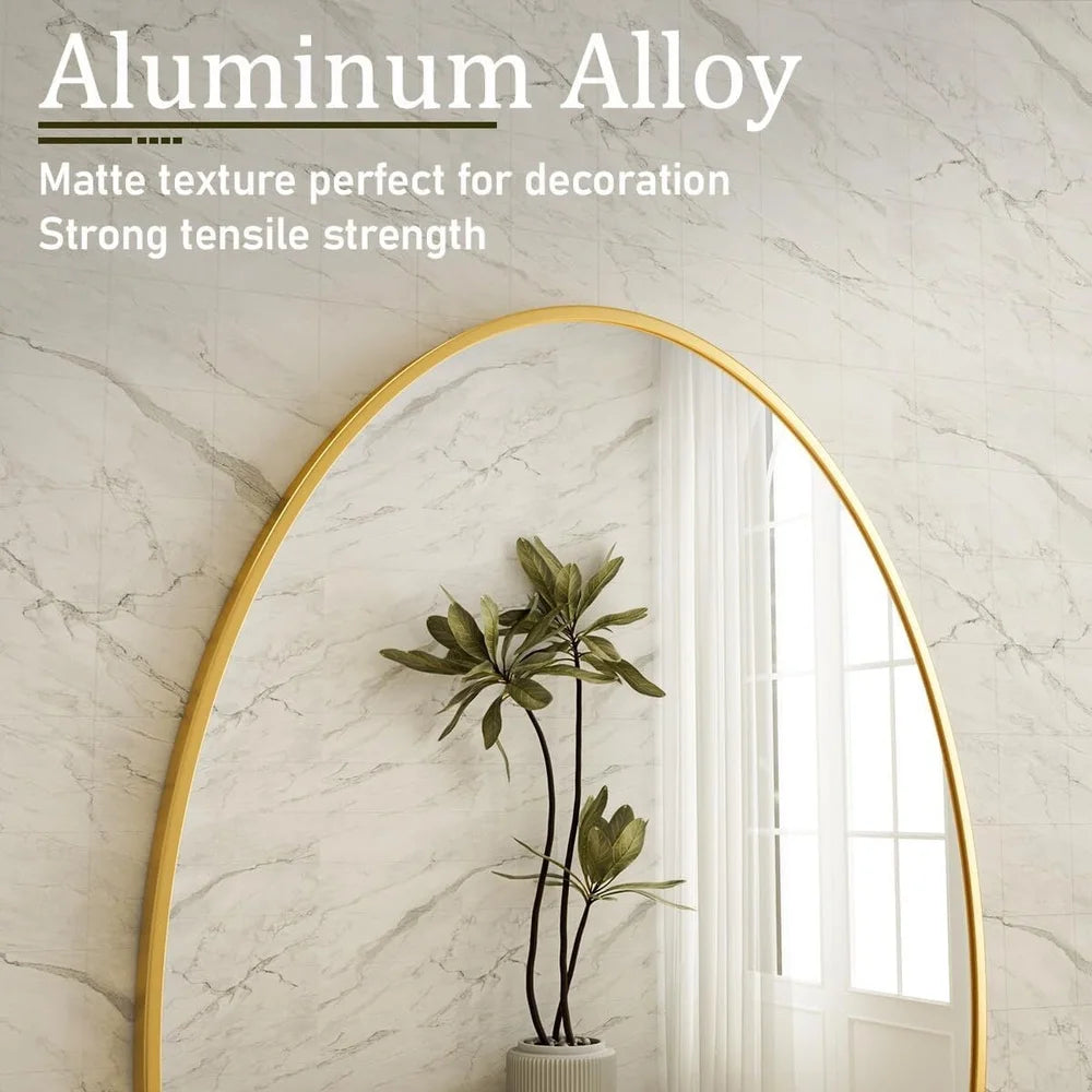 Oval Bathroom Mirror Wall Mounted Metal Frame High Definition Glass Easy Install Decorative Vanity Mirror Shatter Resistant