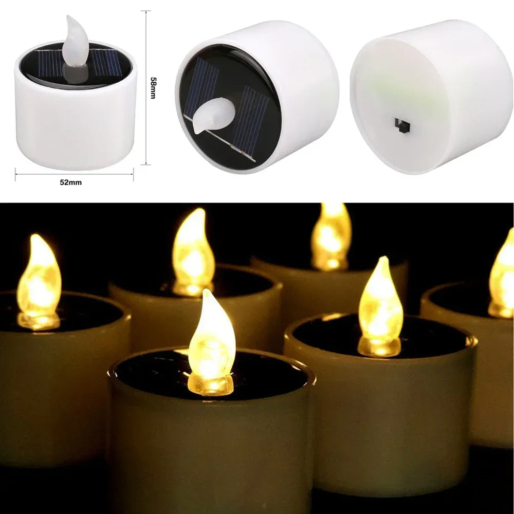 Yeahmart Solar Candle Set Led Flickering Tea Lights Lamp