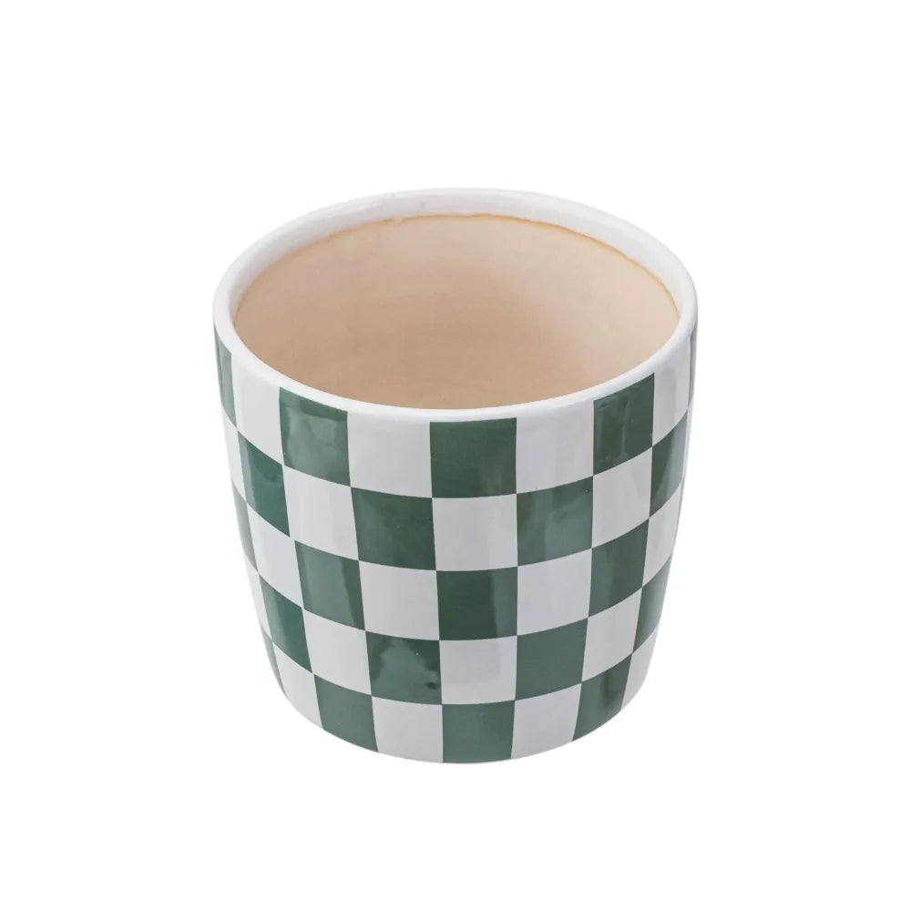 Hign-concerned Ceramic Planter Trellis Checkered Pattern