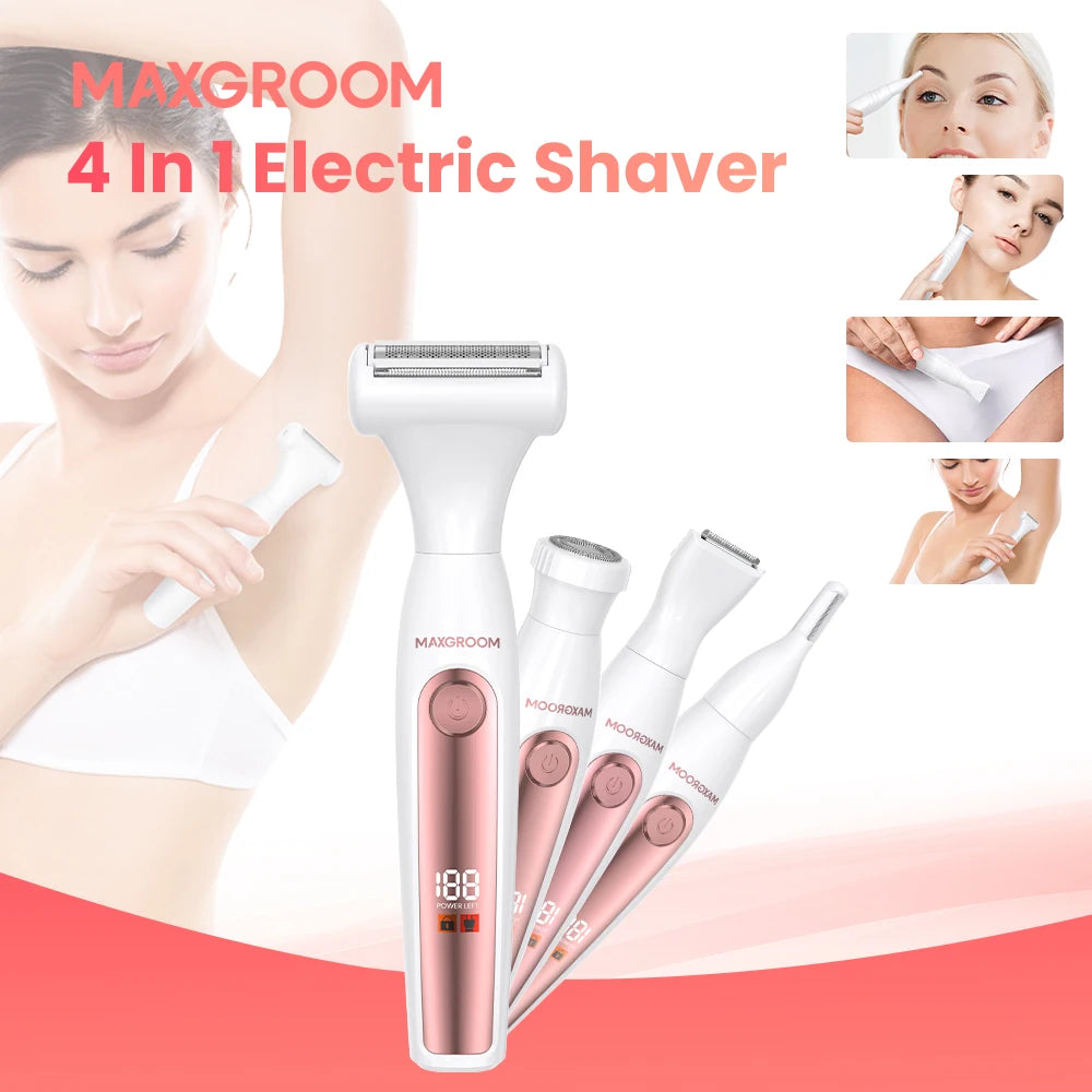 MAXGROOM 4 in 1 Body Hair Trimmer Kit Women Rechargeable