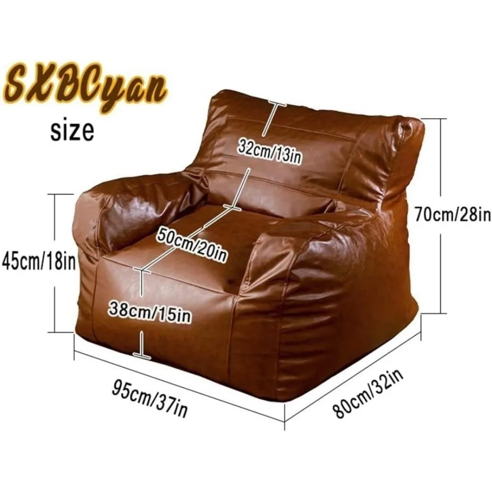 ZHUOTING Faux Leather Bean Bag Chair for Living Room