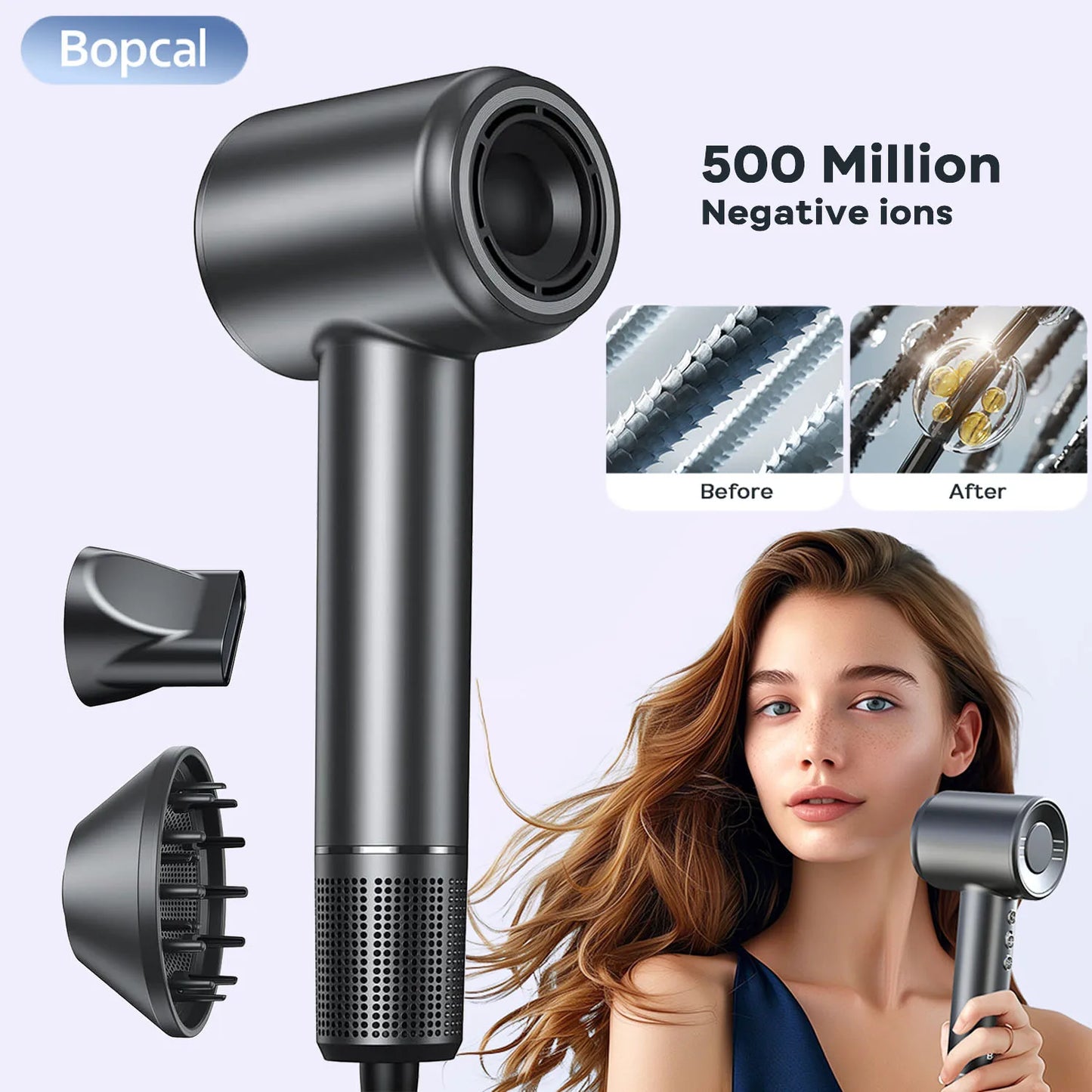 Electric High Speed Hair Dryer 120000RPM Brushless Negative Ions Blow Dryer Super Powerful Wind Lownoise Quick Drying Hair Dryer