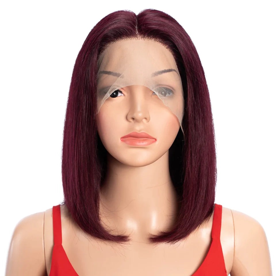 Remy Bob Lace Front Wig Straight Human Hair Lightweight