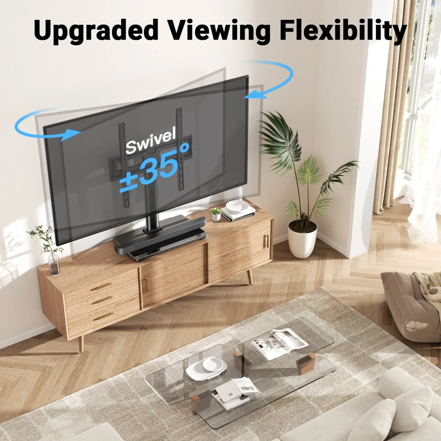 High-concerned Universal Swivel Tabletop TV Stand For Any TV