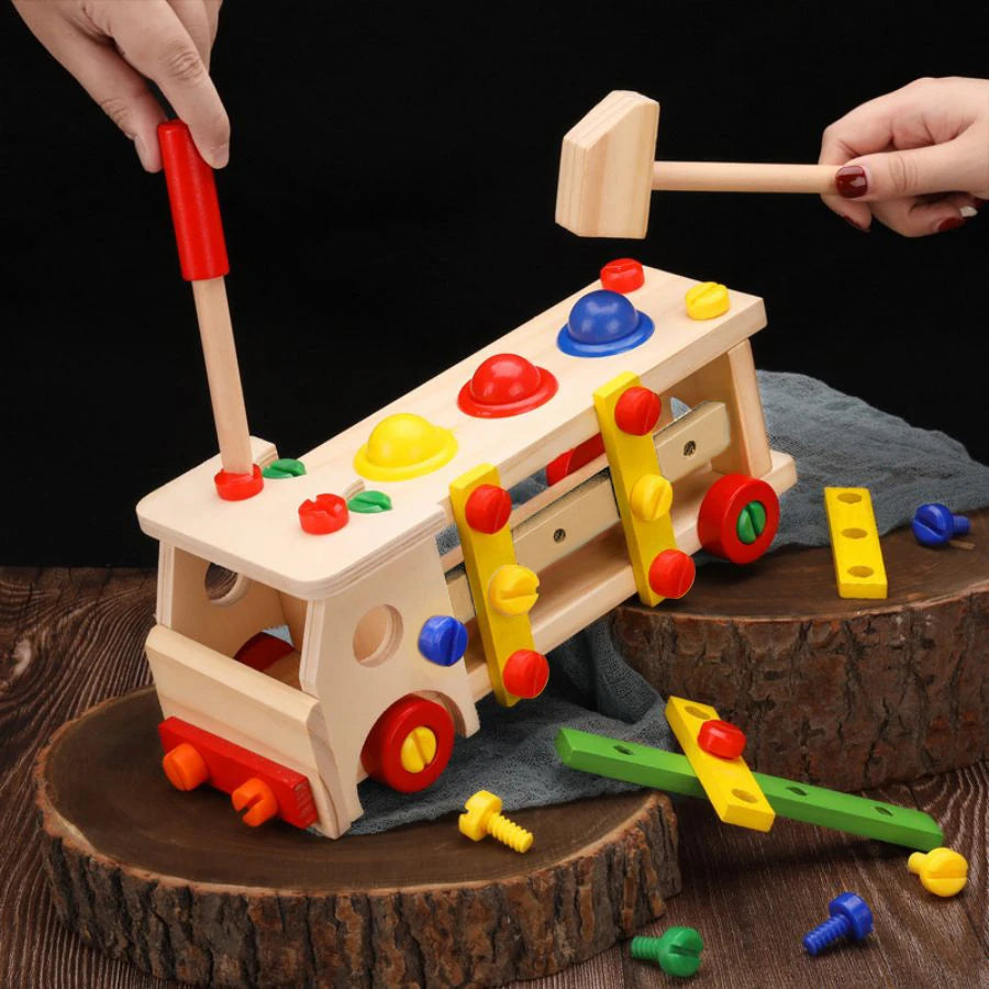 Edutree Wooden Screw Car Toys Montessori Tools Set Kit