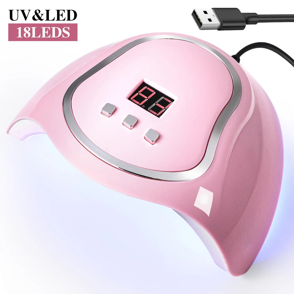 UV/LED Nail Lamp with 18 LEDS Quick Drying Professional Nails Light Have LCD Display for Gel Polish Manicure Salon/Home Tools