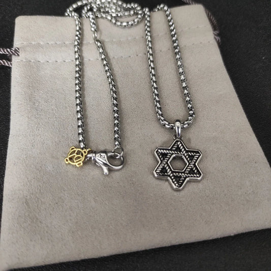 CN Guangdong Star Of David Necklace Unisex Hip Hop Pendant