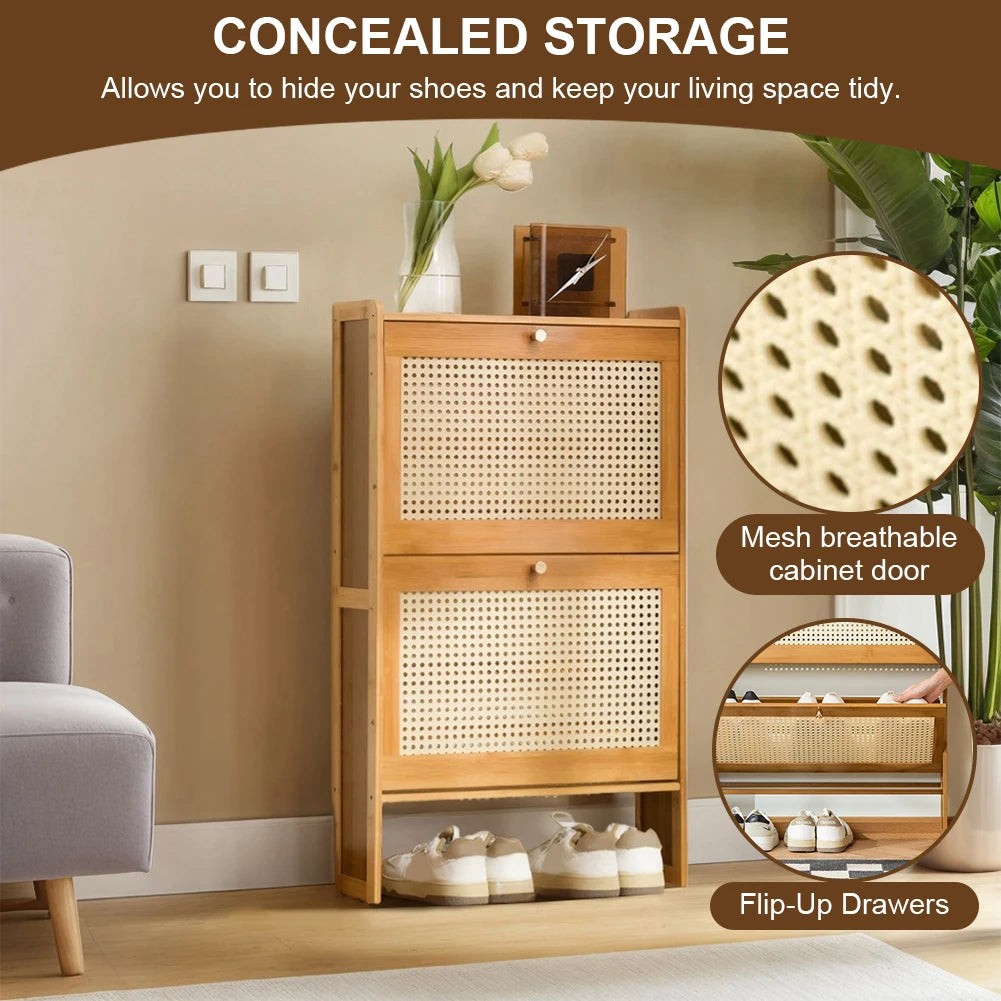 Shunmaii Free Standing Shoe Rack with Flip Drawers and Shelves