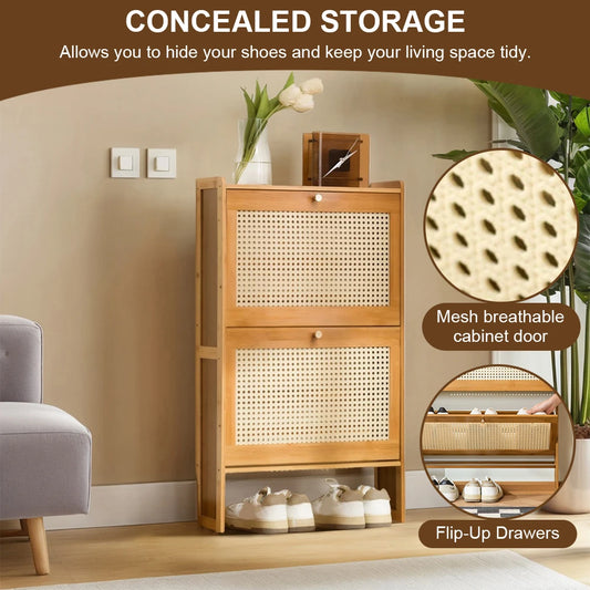 Shunmaii Free Standing Shoe Rack with Flip Drawers and Shelves