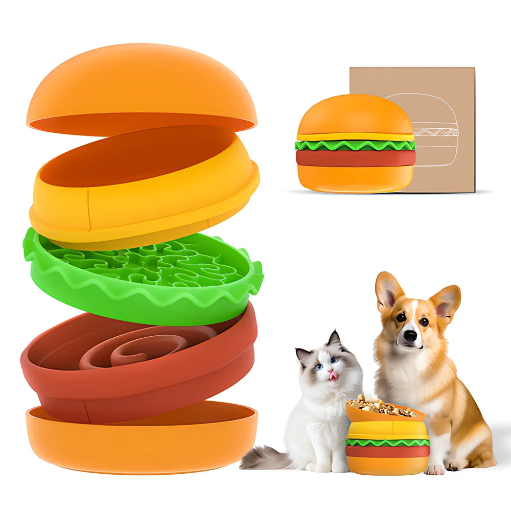 Hign-concerned 5 In 1 Burger Pet Bowls Set Tilted Elevated