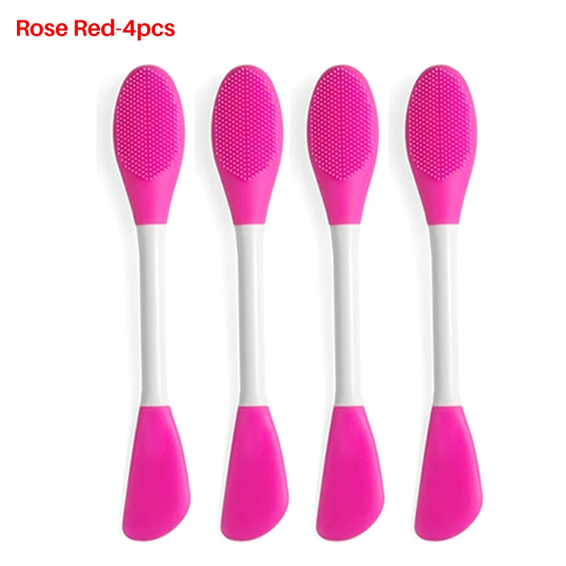 8/4/2pcs Silicone Face Mask Brush 2 in 1 Double-Head Manual Cleansing Brushes Facial Scrubber Mud Film Applicator Skin Care Tool