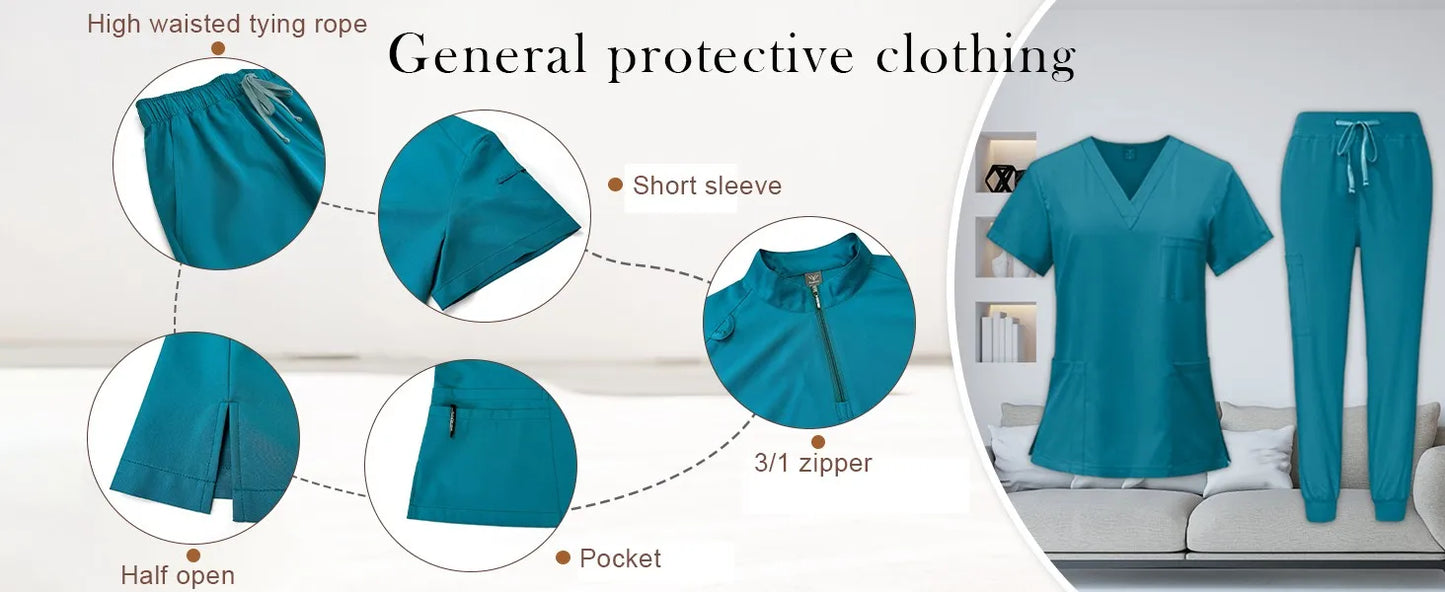 Eillysevens Women Quick Dry Nurse Uniform V Neck Set