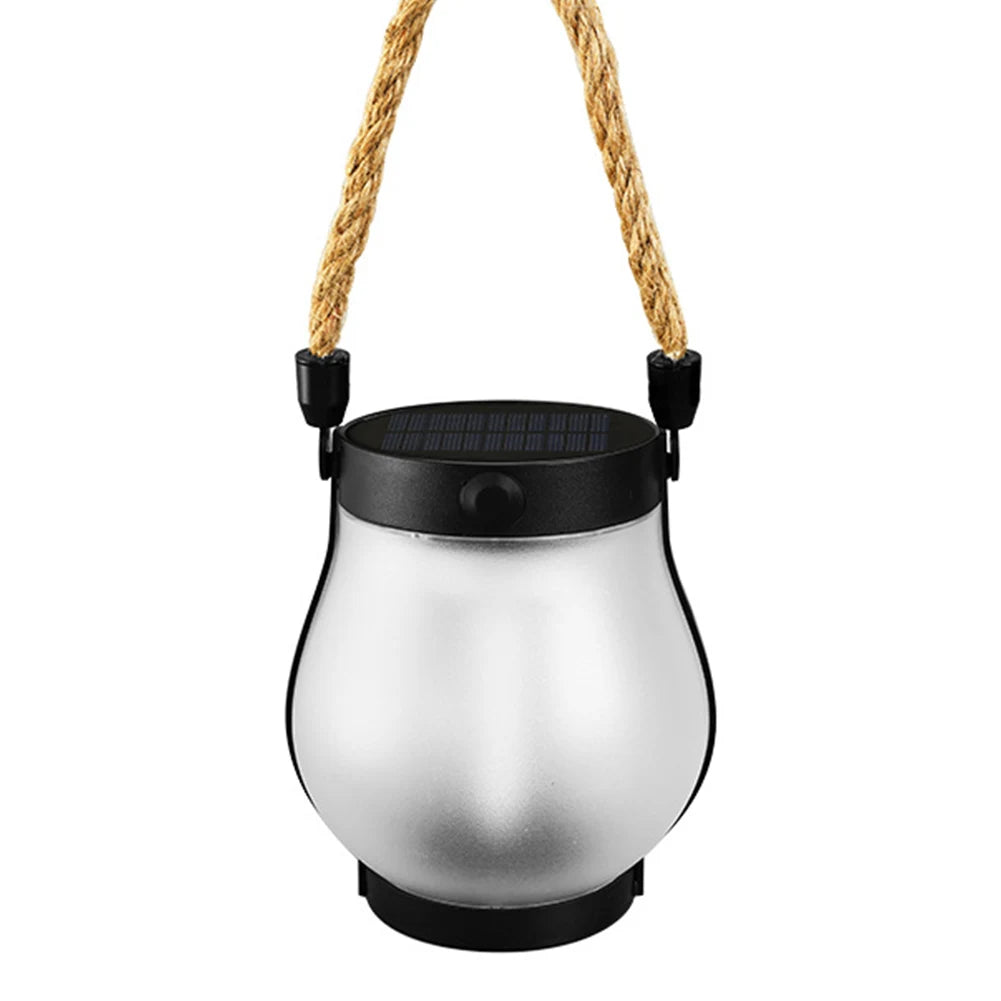 Solar Flame Light Garden Lantern Rechargeable Camping Lamp with Rope Camp Lamp for Outdoor Garden Yard