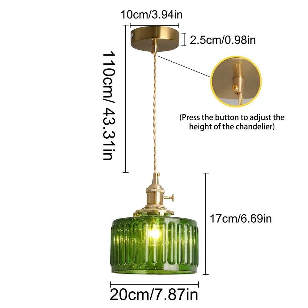 Led Crystal Pendant Light Green Chandelier Modern Hanging Ceiling Lamp Fixture Aisle Dining Room Kitchen Island Retro Home Decor