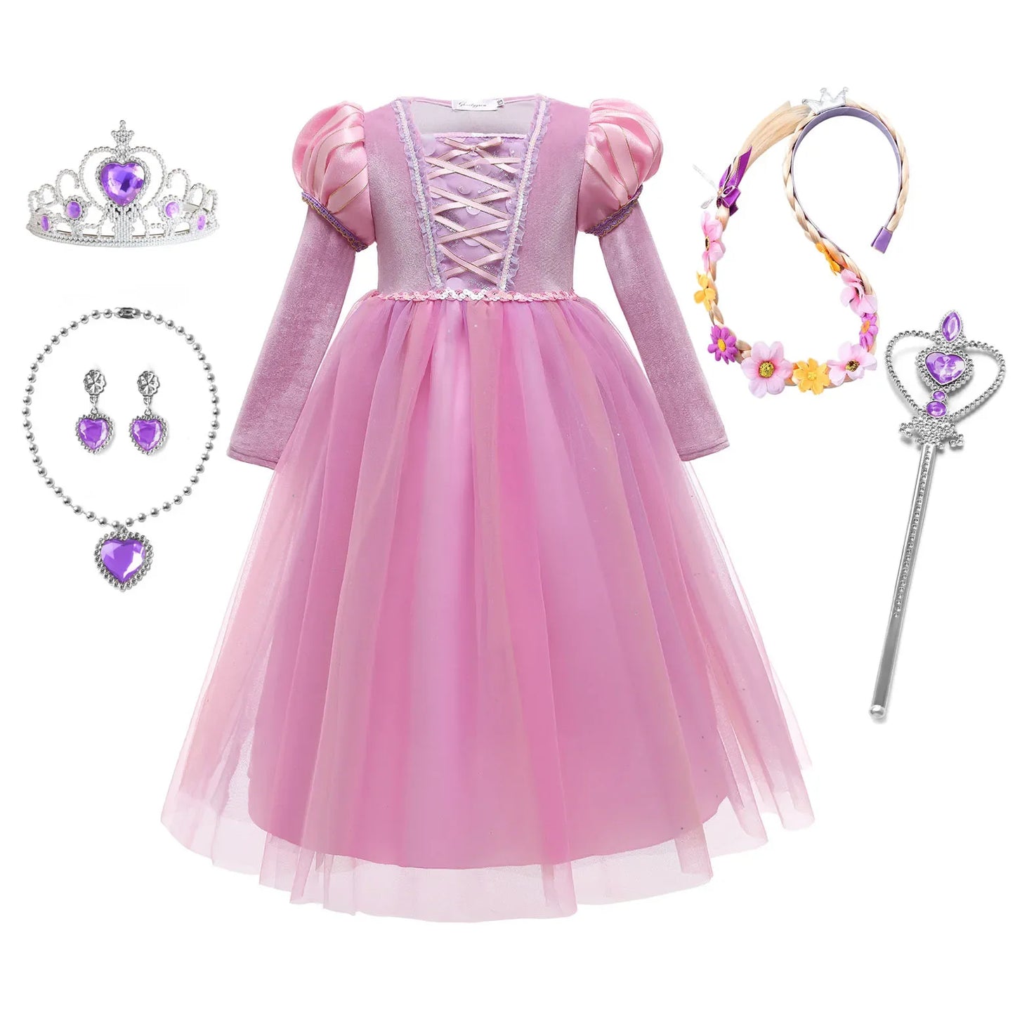 Girls Princess Rapunzel Dress For Parties Cosplay Costume