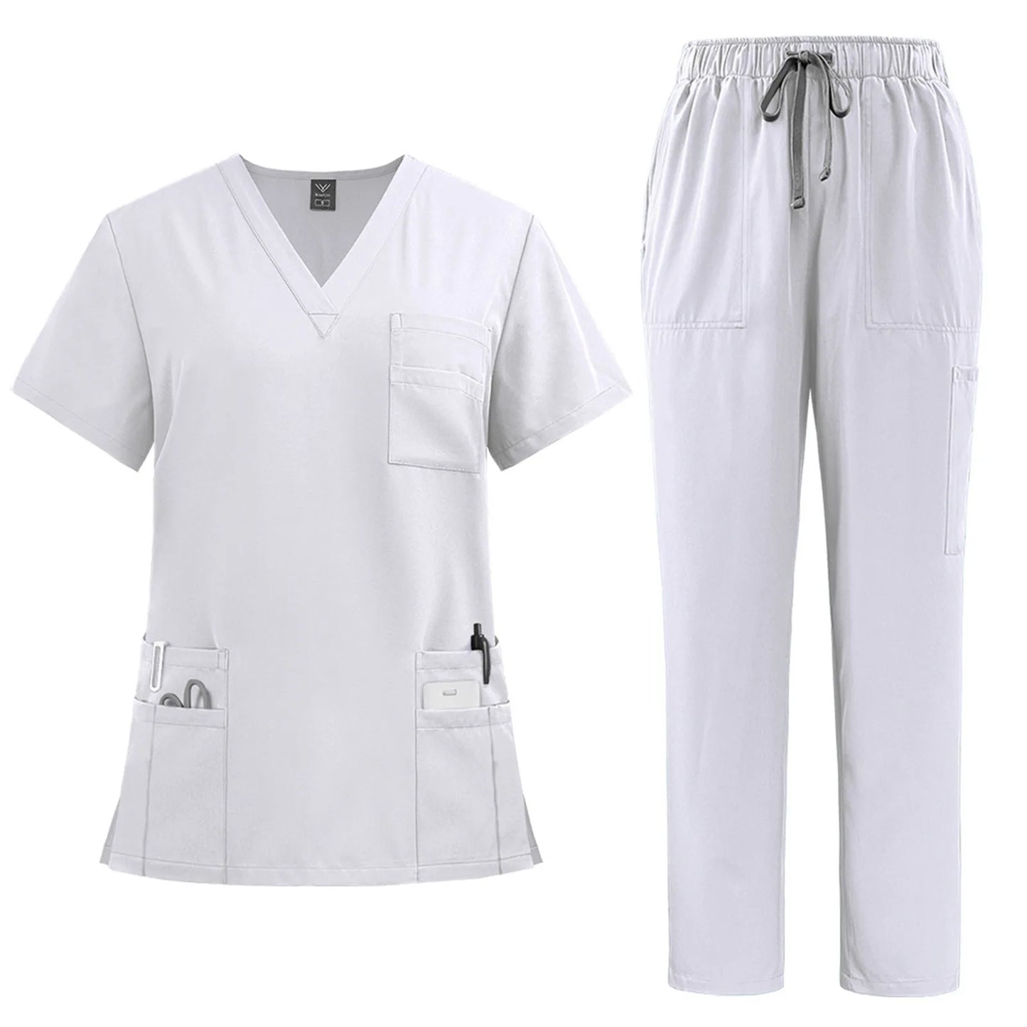 Medical Nurse Uniform 2Piece Scrubs Set Women Polyester