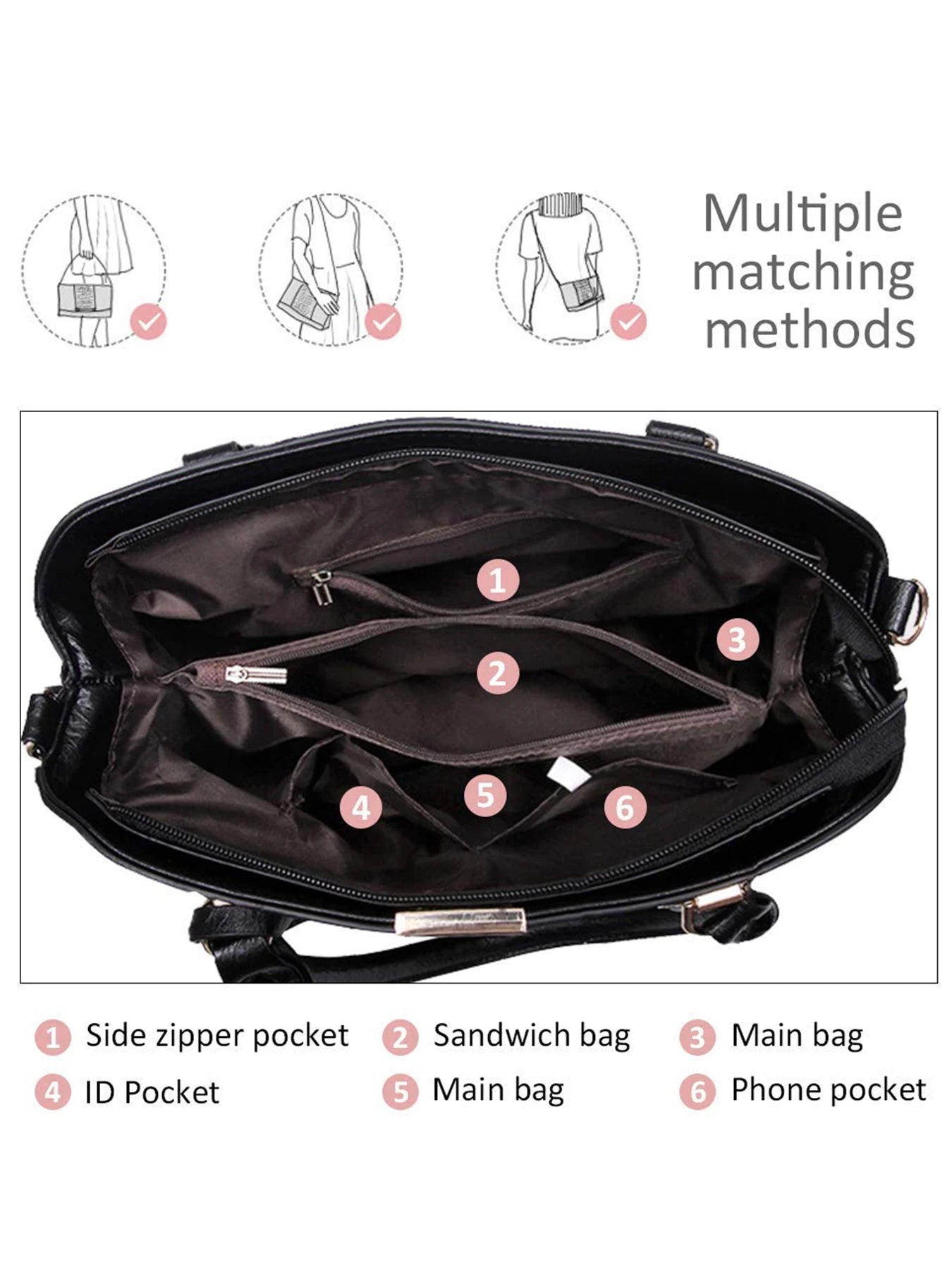 Pahajim PU Leather Handbag Satchel Tote For Women Everyday