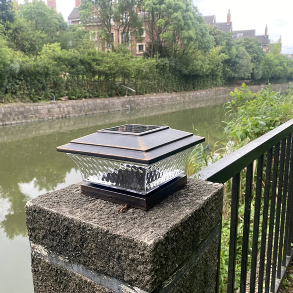 Solar Post Cap Fence Light LED Lamp Warm White 6500K