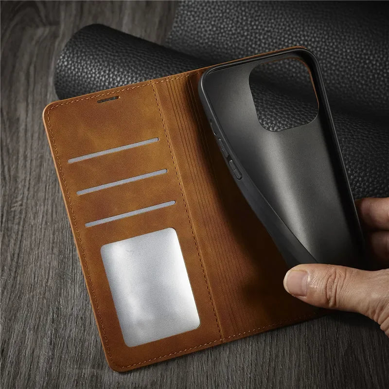 EUCAGR Leather Wallet Flip Case For iPhone Magnetic Cover