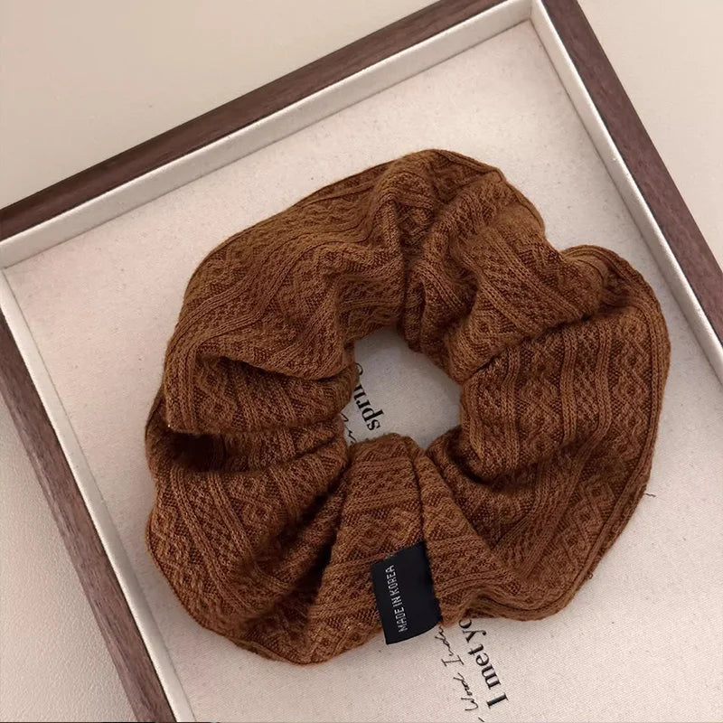 PjNewestingCN Vintage Knitting Pattern Scrunchie For Women Hair Accessories