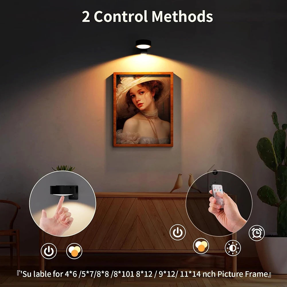 APWIKOGER Rechargeable Picture Lights With Remote Timer