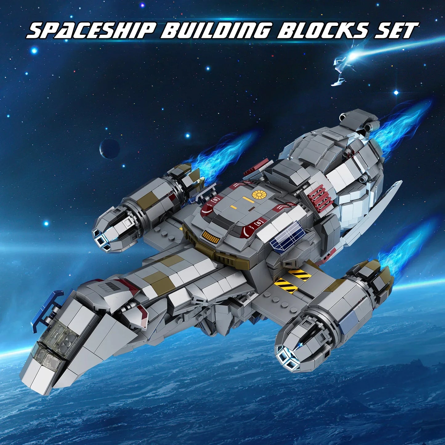 MOC Spaceship Building Blocks Set Transport Ship with Display Stand Movie Collection 1345pcs Bricks Toys for Adults Kids Gifts