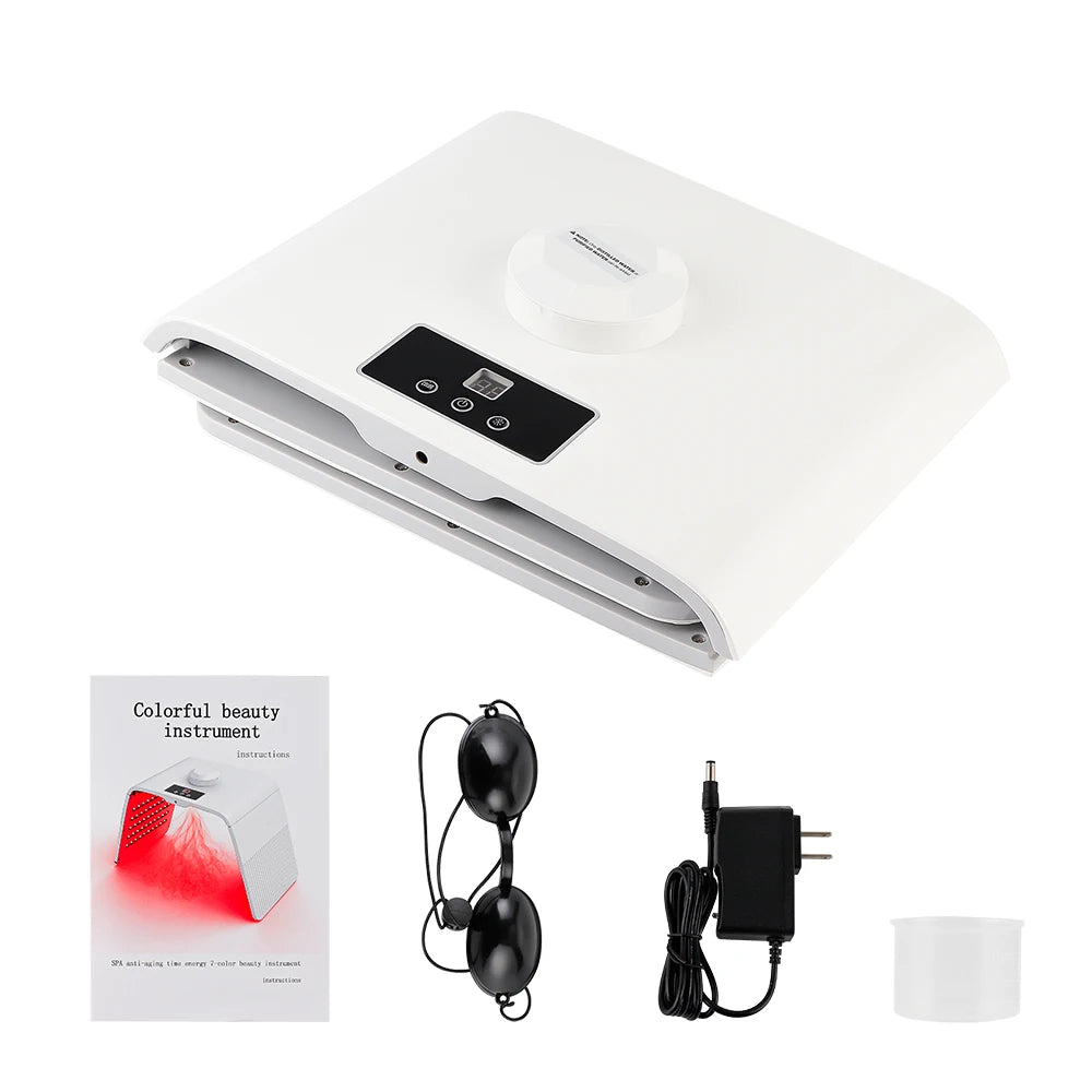 Foldable 7 Colors LED Photon Machine PDT Light Therapy with Nano Water Sprayer Skin Rejuvenation Lamp Red Blue Light SPA