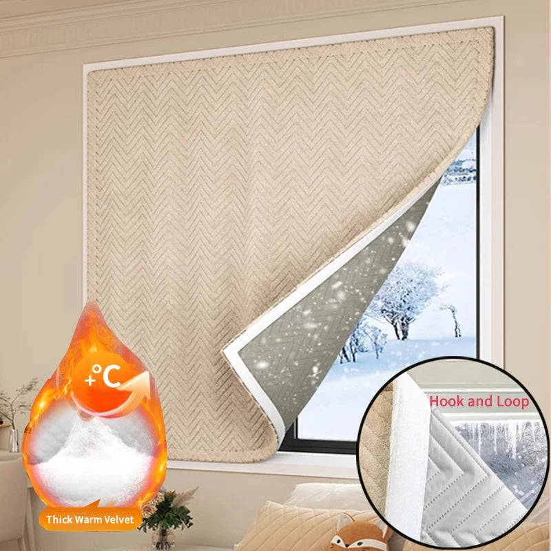 Nordic Winter Thickened Polyester Curtain Panel With Velcro