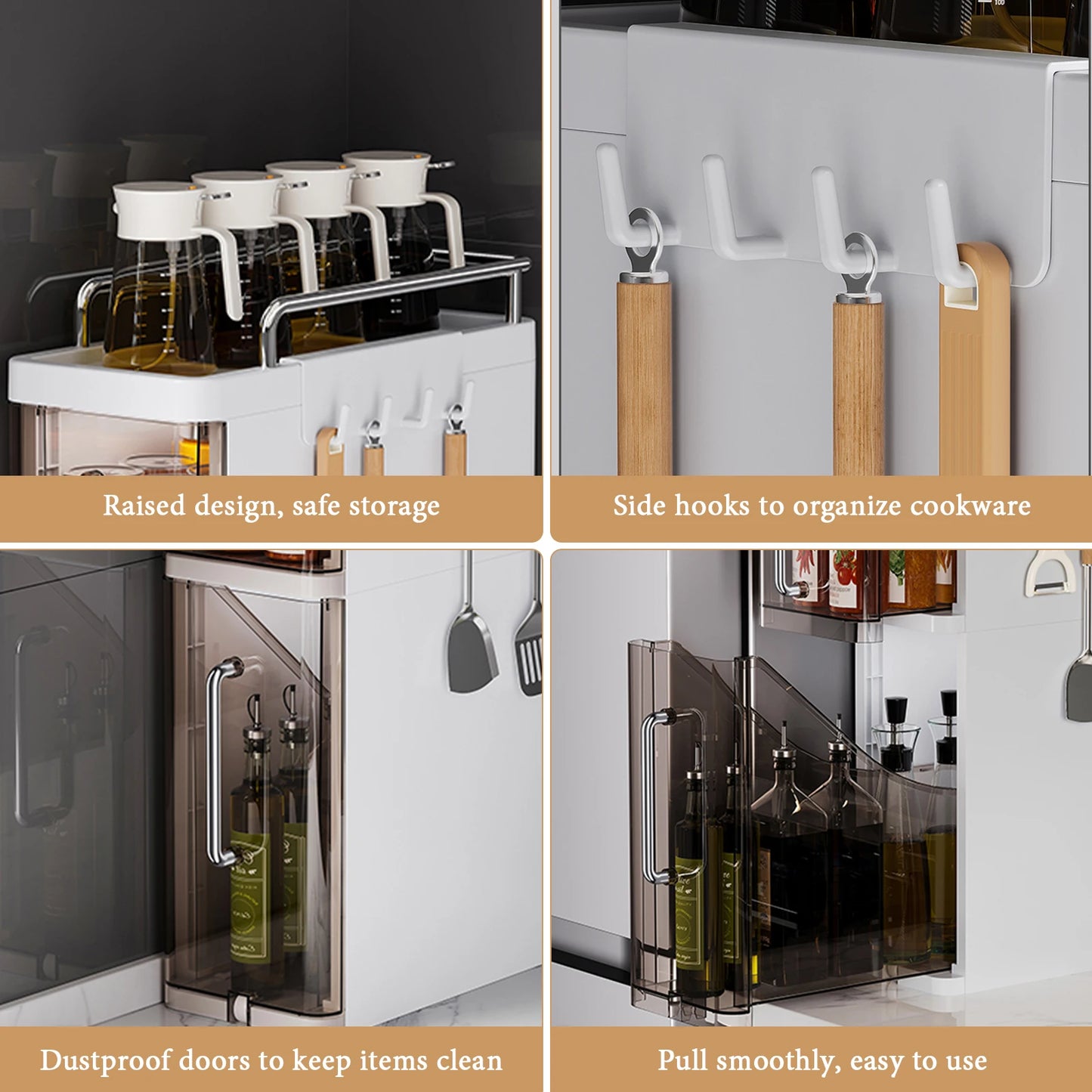 HiMISSH 3 Layer Kitchen Utensil Rack Pullout Organizer