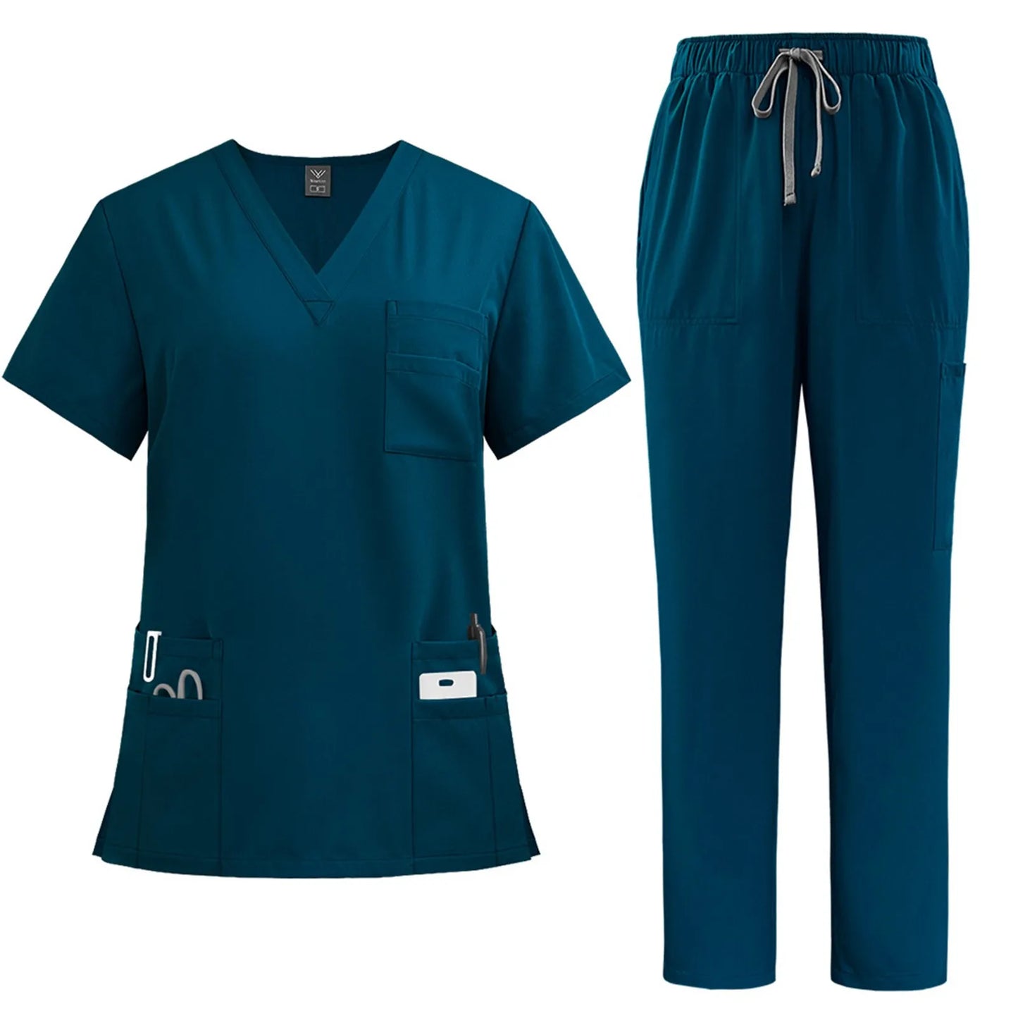 Medical Nurse Uniform 2Piece Scrubs Set Women Polyester