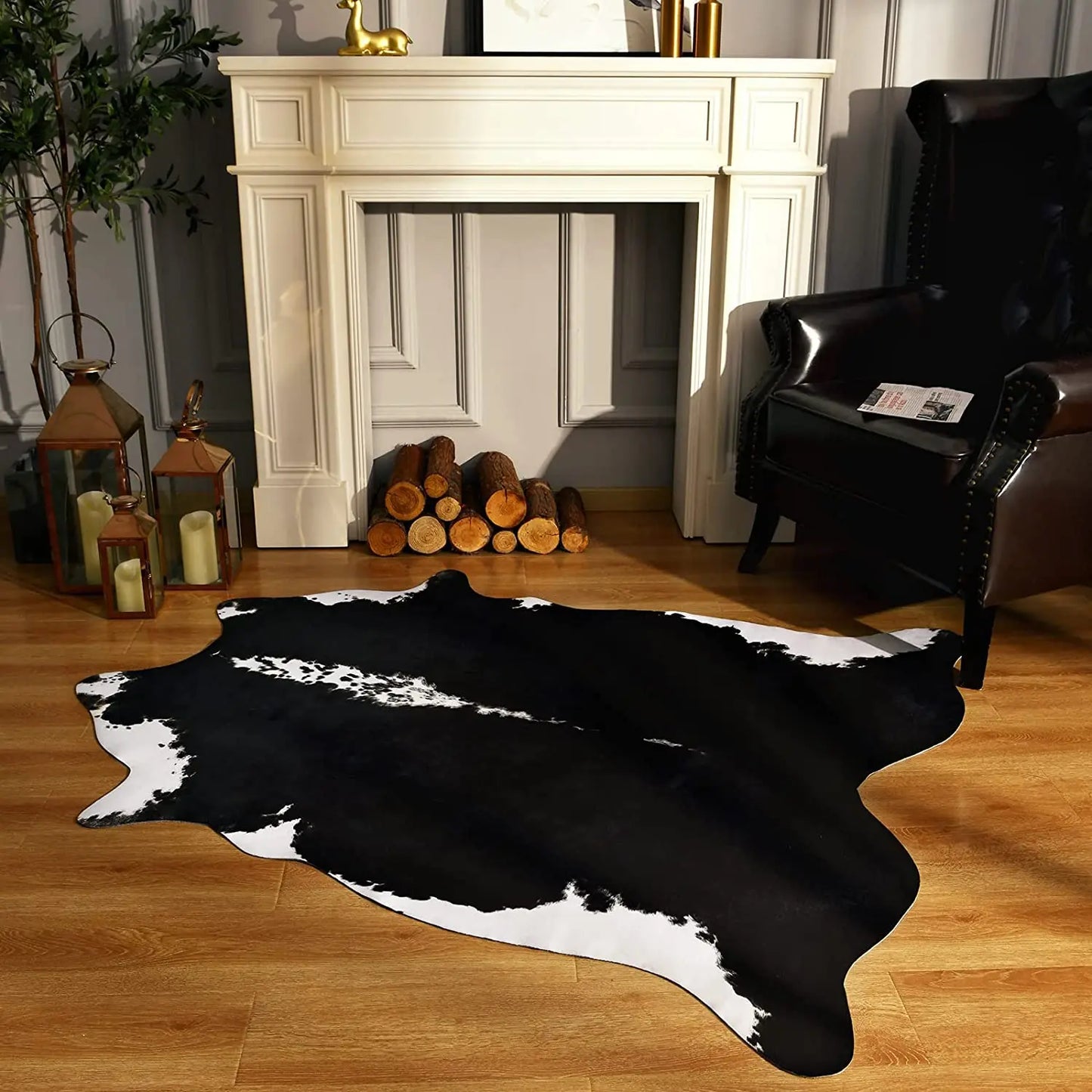 LochasCN American Style Animal Print Faux Fur Rug Decor
