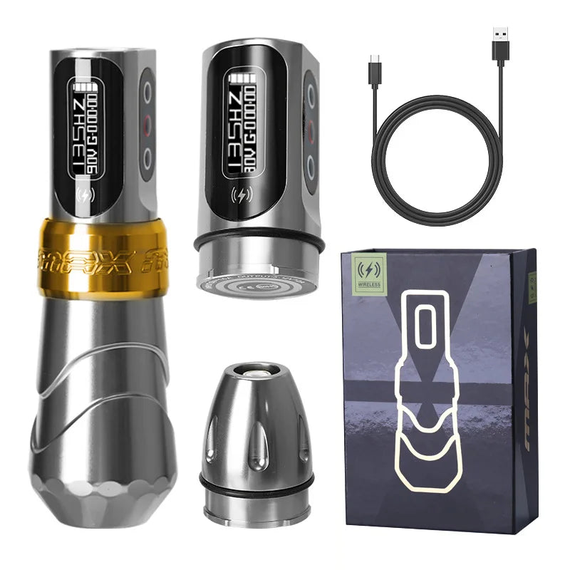 New Professional Tattoo Pen Fluk Max Wireless Tattoo Machine with  2Battery Permanent LCD Display Makeup Rotary Tattoo Pen