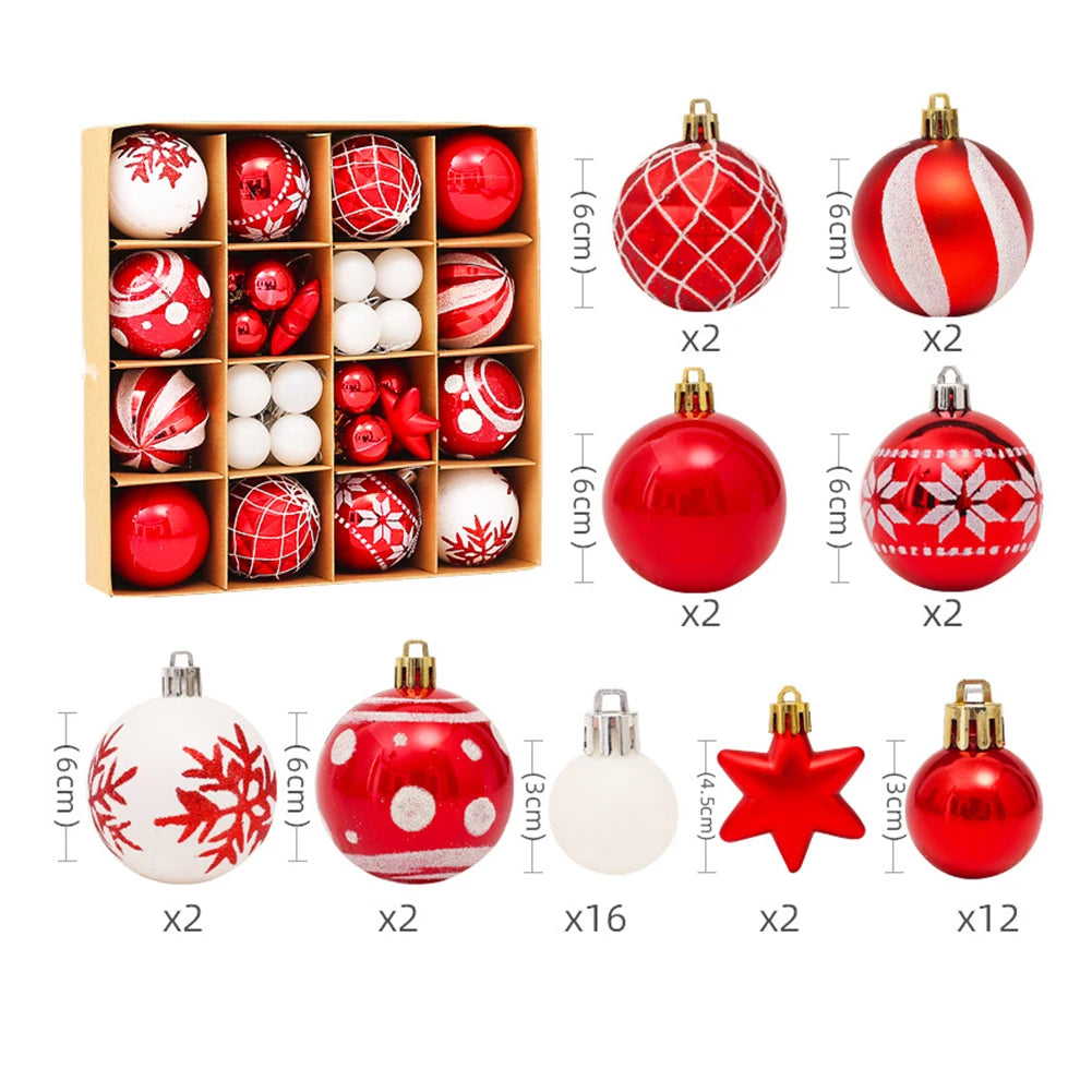 42 Pcs Christmas Ball Ornaments Plastic Xmas Tree Decorations For Holiday Decor Seasonal Display