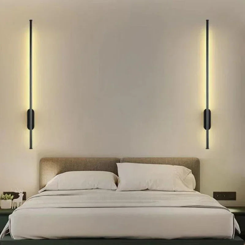 Modern Simple Linear Tube LED Wall Lamp Up Down Background Opposite Wall Light Bedside Foyer Corridor Gold  Black LED Sconce