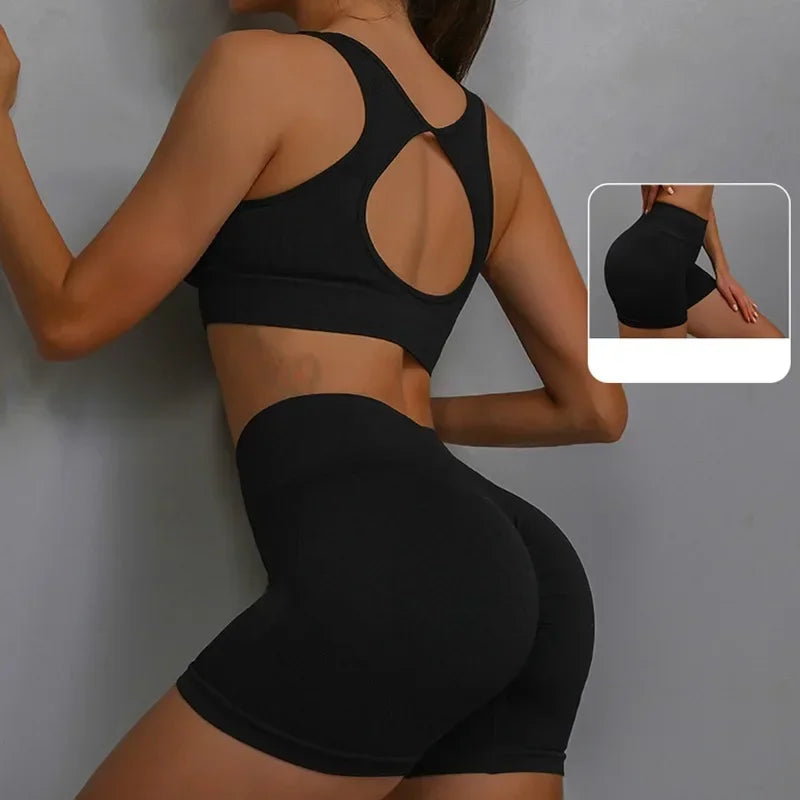 2Pcs Yoga Set For Women Fitness Shorts And Vest Workout