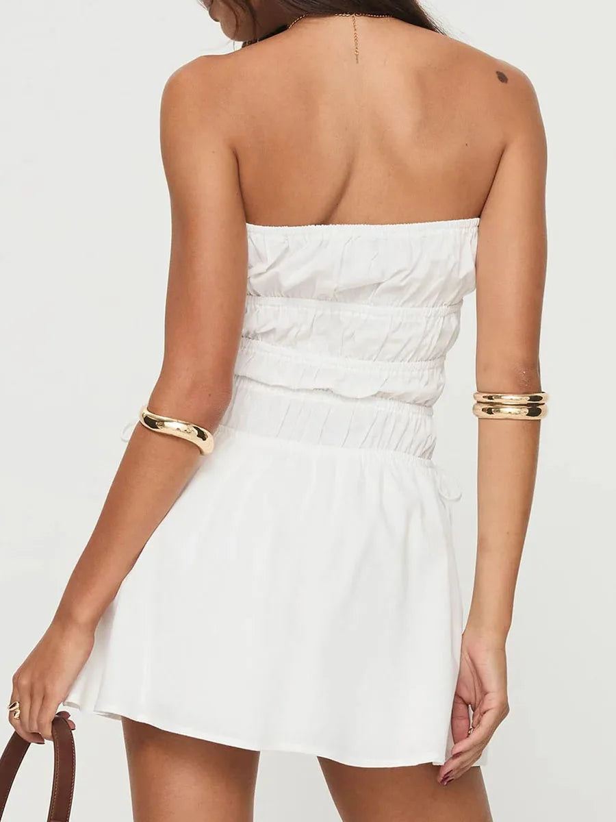 Hirigin Velvet Strapless Backless Party Dress for Women