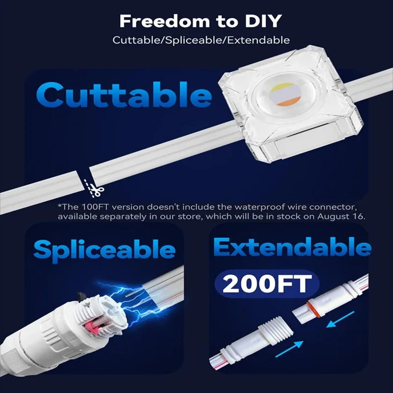 MIMIRGB Smart Outdoor RGBIC Eaves Light String For DIY