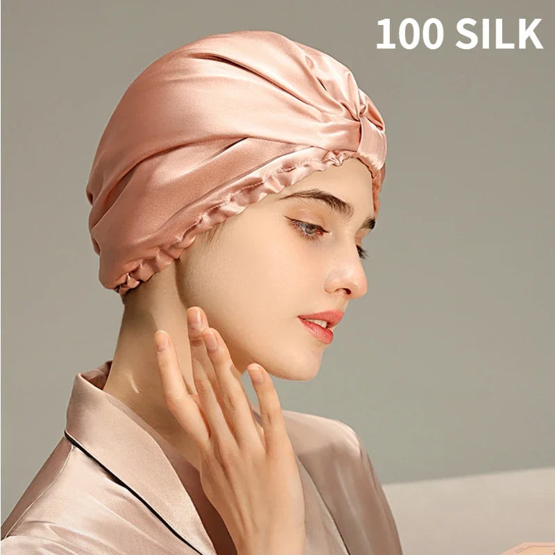 Tianjin Mulberry Silk Sleeping Cap Pure Hair Turban