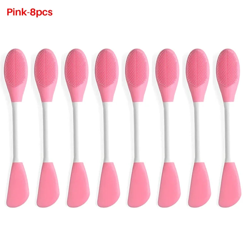 8/4/2pcs Silicone Face Mask Brush 2 in 1 Double-Head Manual Cleansing Brushes Facial Scrubber Mud Film Applicator Skin Care Tool