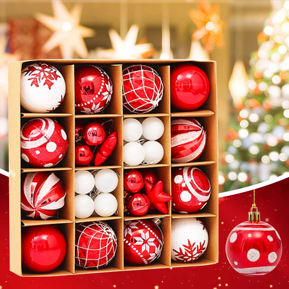 42 Pcs Christmas Ball Ornaments Plastic Xmas Tree Decorations For Holiday Decor Seasonal Display