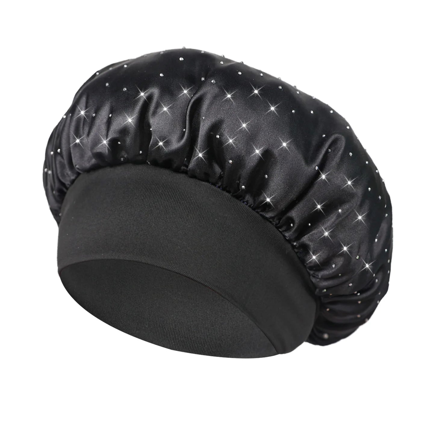 KYDZSWCN Satin Rhinestone Sleep Bonnet Headwrap Wide Band Cap
