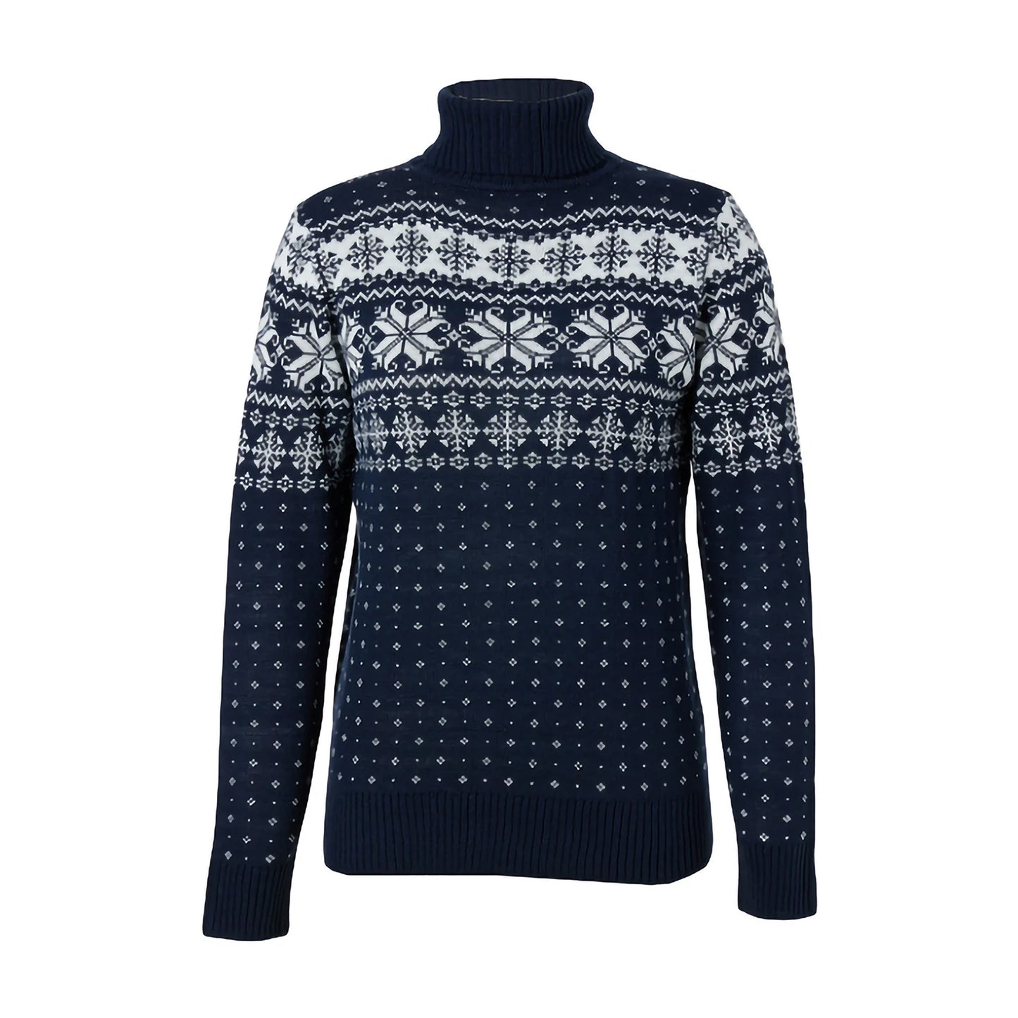 HiriginCN Womens Christmas Snowflake Knitted Sweater Long Sleeve High Neck Pullover Knitwear